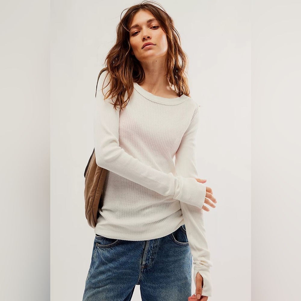 Free People Care FP Honey B Crew Neck Top In Ivory